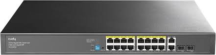 CUDY 16-Port Gigabit PoE+ Switch with 2 Uplink Gigabit Ports and 2 Gigabit SFP Slots 200W