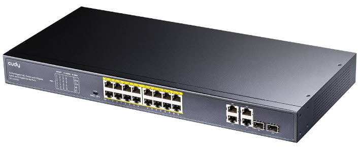 CUDY 16-Port Gigabit PoE+ Switch with 2 Gigabit SFP ports 200W