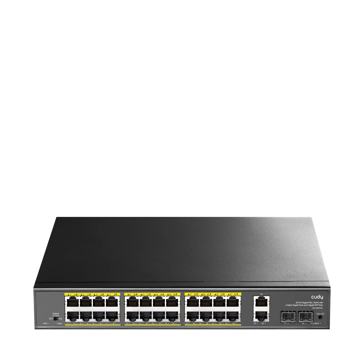 CUDY 24-Port Gigabit PoE+ Switch with 2 Uplink Gigabit Ports and 2 Gigabit SFP Slots 300W